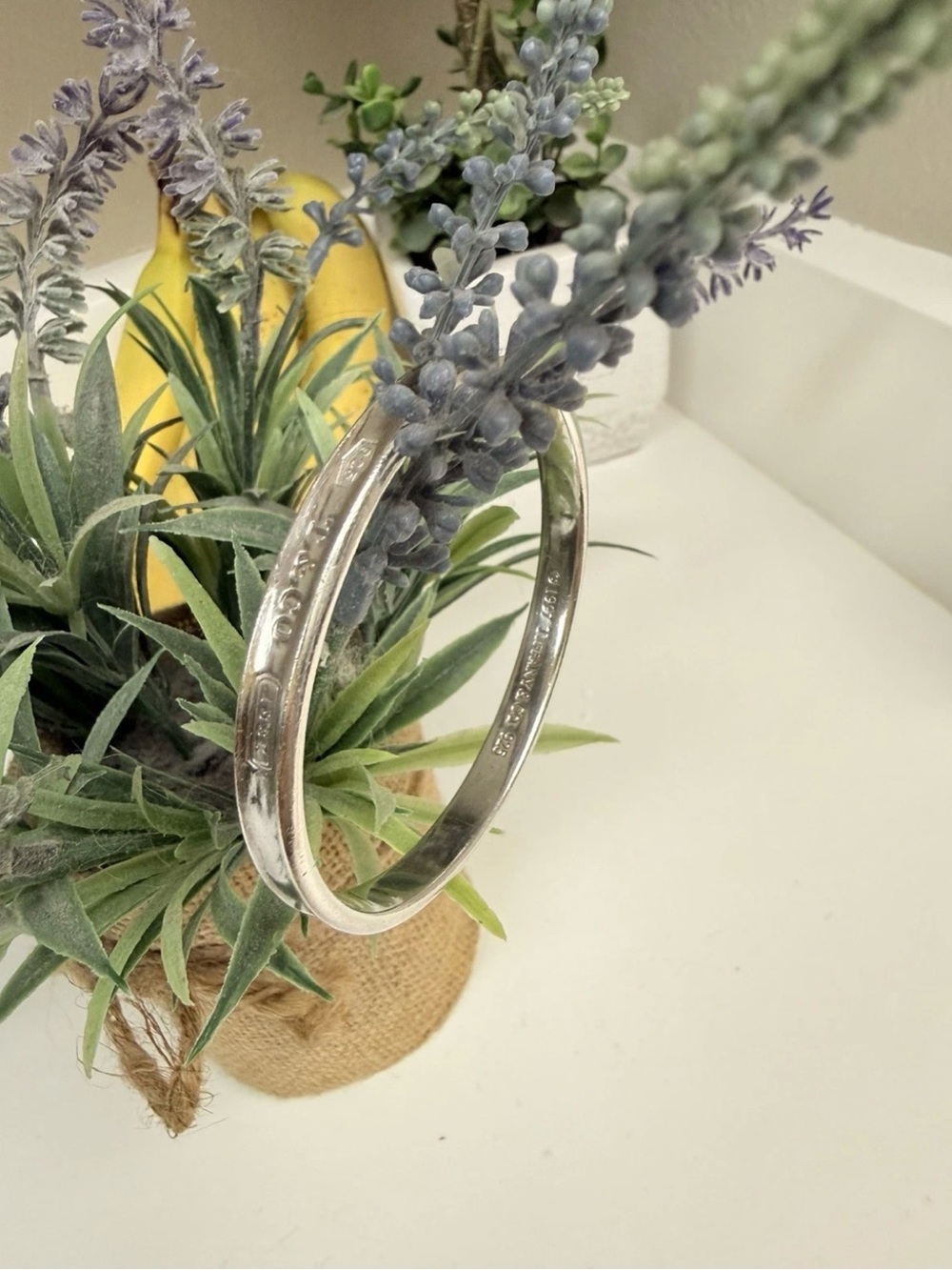 Tiffany & Co. Sterling Silver Narrow Bangle Bracelet - Silver - Picture 2 of 8